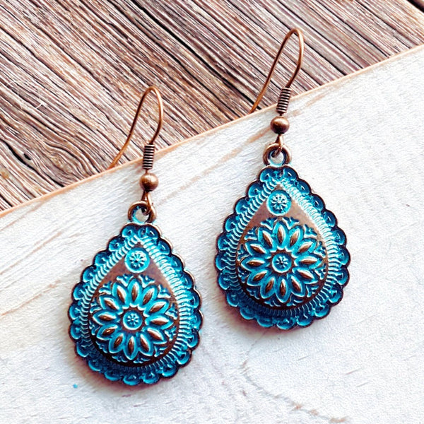 Boho Turquoise Patina Teardrop Earrings - SOULZA AUSTRALIA