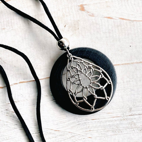 Black & Silver Teardrop Medallion Pendant - SOULZA AUSTRALIA