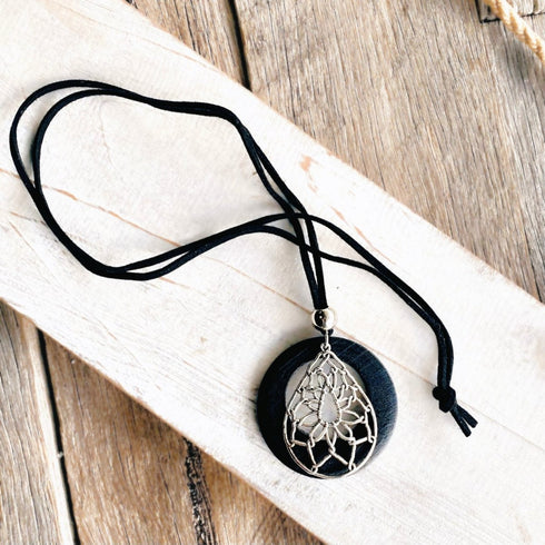 Black & Silver Teardrop Medallion Pendant - SOULZA AUSTRALIA