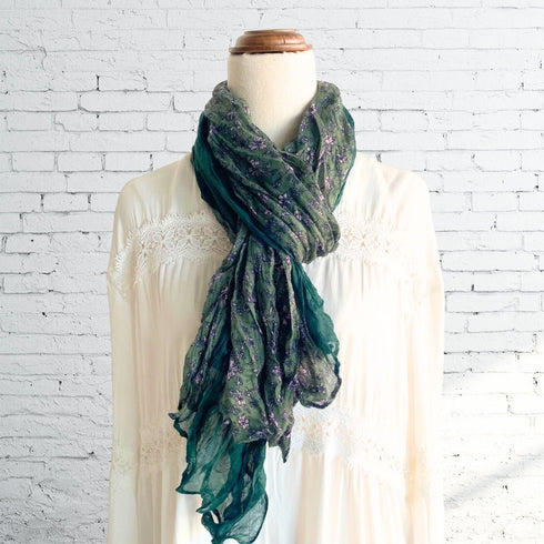 Boho Forest Green Ruffle Scarf - SOULZA AUSTRALIA