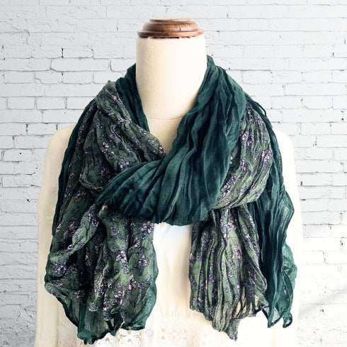 Boho Forest Green Ruffle Scarf - SOULZA AUSTRALIA