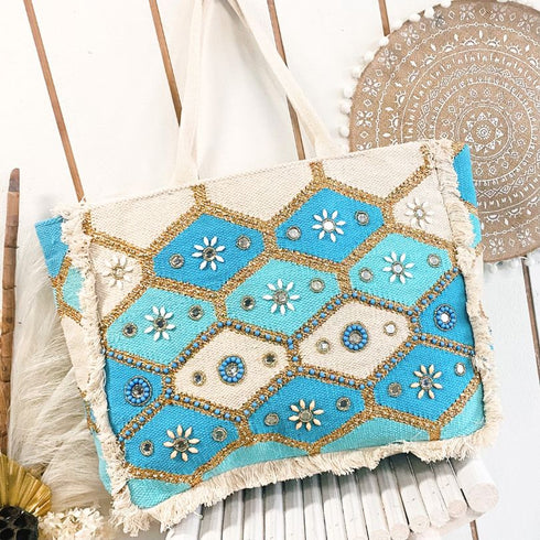Turquoise Starlight Weekender Overnight Tote Bag - SOULZA AUSTRALIA