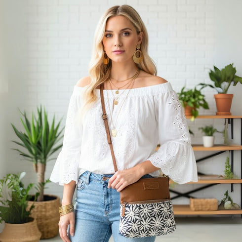 Bloom Boho Leather & Canvas Crossbody Bag - SOULZA AUSTRALIA
