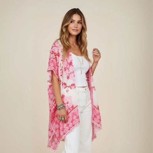 Pink Mandala Boho Kimono - SOULZA AUSTRALIA