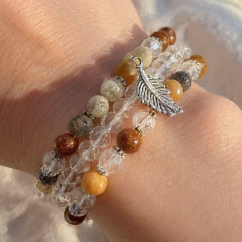 Crystal & Soft Amazonite Stone Bracelet Set - SOULZA AUSTRALIA