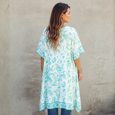Teal n White Boho Style Kimono