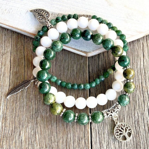 African Turquoise Green Stone Bracelet Set - SOULZA AUSTRALIA