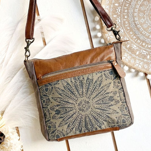 Aurora Boho Leather & Canvas Crossbody Bag - SOULZA AUSTRALIA