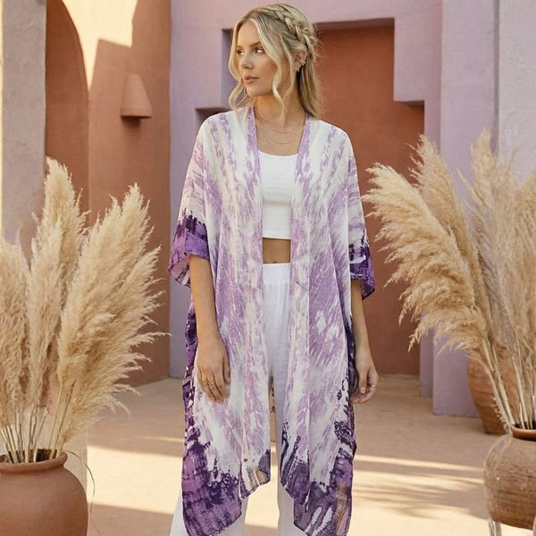 Purple and Lilac Boho Fabric Kimono - SOULZA AUSTRALIA