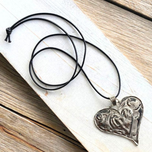 Boho Vintage Silver Heart Pendant - SOULZA AUSTRALIA