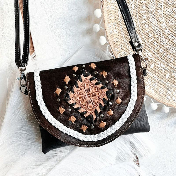 Vintage Chocolate Brown Daisy Crossbody Bag - SOULZA AUSTRALIA