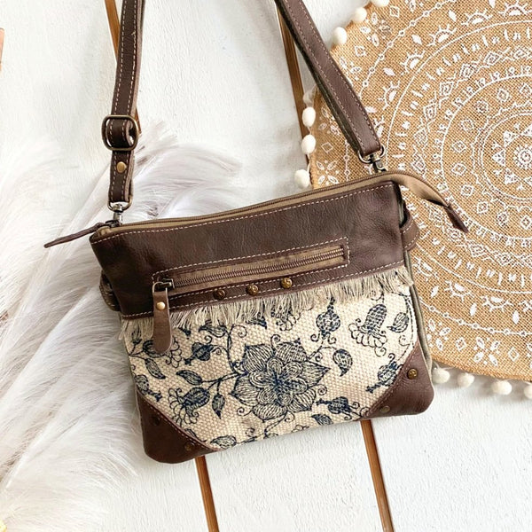 Charlotte Vine Leather & Canvas Crossbody Bag - SOULZA AUSTRALIA