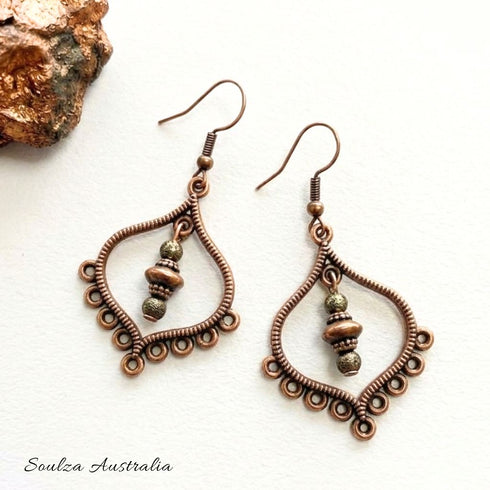 Copper n Bronze Harem Earrings - Handmade by Soulza
