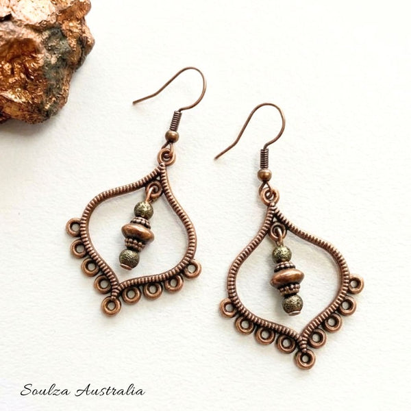 Copper n Bronze Harem Earrings - Handmade by Soulza