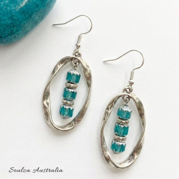 Ice Blizzard Twisted Silver Earrings - Handmade by Soulza
