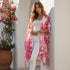 Pink Rose Boho Style Fabric Kimono
