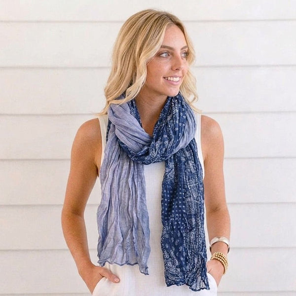 Boho Blue Ruffle Scarf