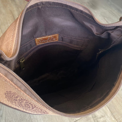 Bella Star Boho Leather & Canvas Shoulder Bag