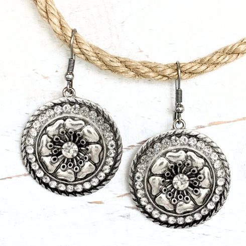 Allure Rhinestone Floral Circle Earrings - SOULZA AUSTRALIA