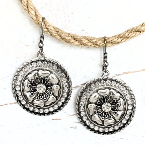 Allure Rhinestone Floral Circle Earrings - SOULZA AUSTRALIA