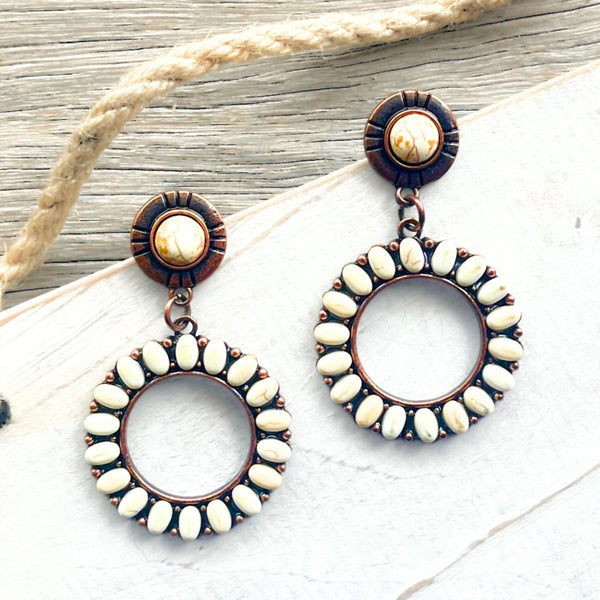 Boho Copper & White Circle Earrings - SOULZA AUSTRALIA