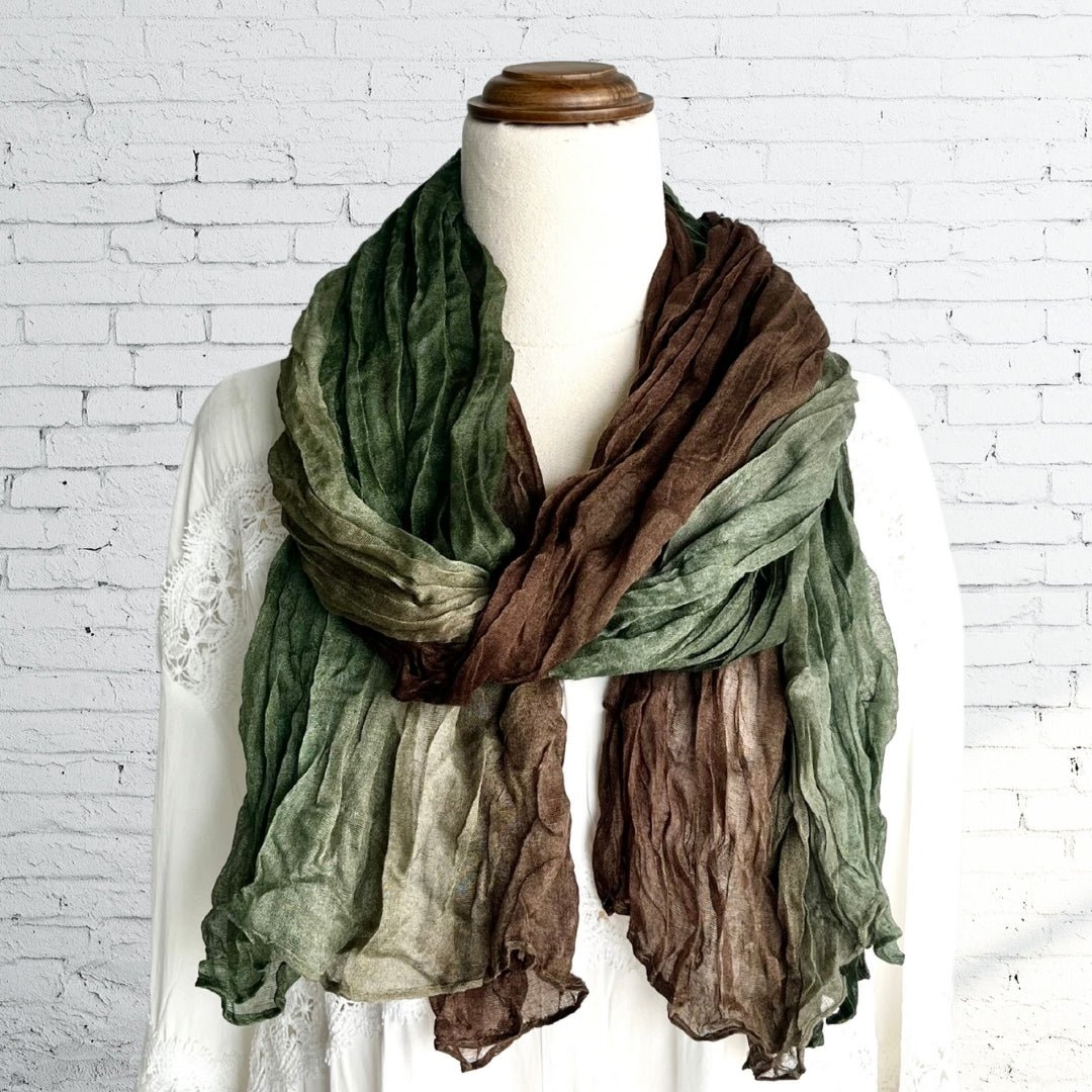 Two Tone Green & Brown Ruffle Scarf – SOULZA AUSTRALIA