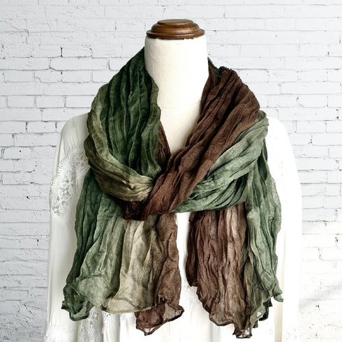 Two Tone Green & Brown Ruffle Scarf - SOULZA AUSTRALIA