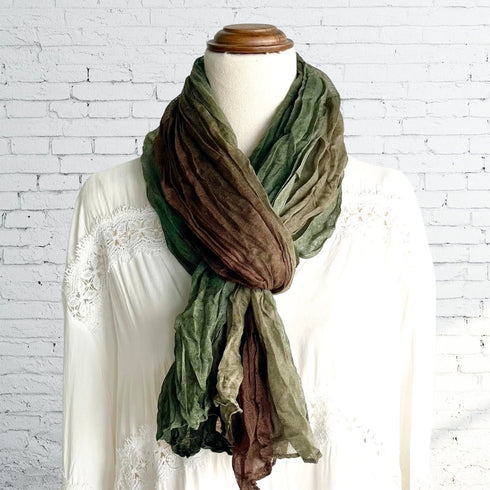 Two Tone Green & Brown Ruffle Scarf - SOULZA AUSTRALIA
