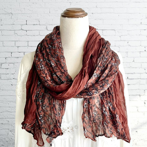 Boho Forest Rust Ruffle Scarf - SOULZA AUSTRALIA