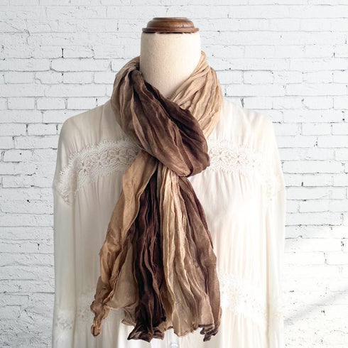 Two Tone Brown & Beige Ruffle Scarf - SOULZA AUSTRALIA