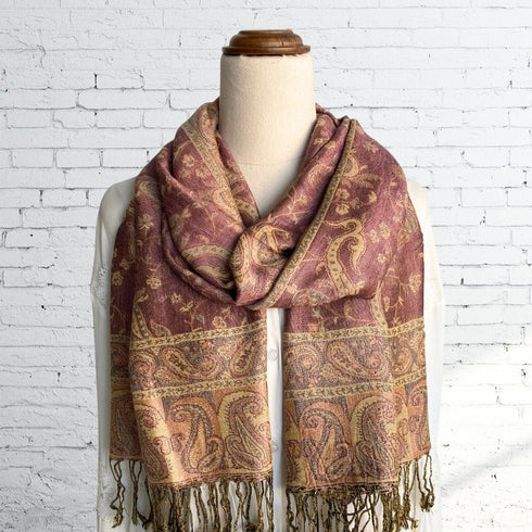 Pink n Gold Paisley Pashmina Scarf - SOULZA AUSTRALIA
