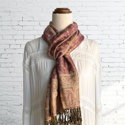 Pink n Gold Paisley Pashmina Scarf - SOULZA AUSTRALIA