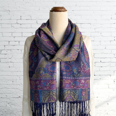 Blue n Purple Paisley Pashmina Scarf - SOULZA AUSTRALIA