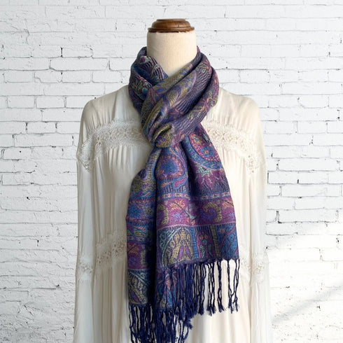 Blue n Purple Paisley Pashmina Scarf - SOULZA AUSTRALIA