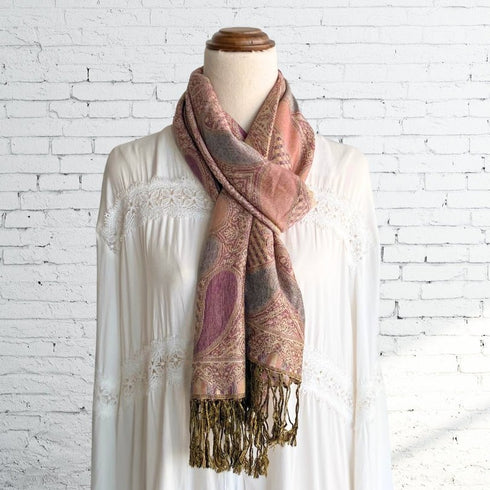 Pink Mix Paisley Pashmina Scarf - SOULZA AUSTRALIA