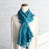 Teal Sequined Edged Flower Scarf - SOULZA AUSTRALIA