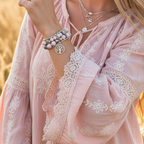 Pink n Silver Tree of Life Bracelet Set - SOULZA AUSTRALIA
