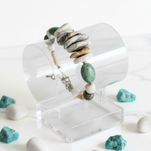 Geometric Ivory Green Adjustable Bracelet - SOULZA AUSTRALIA