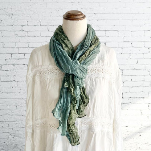 Boho Forest Pale Green & Blue Ruffle Scarf - SOULZA AUSTRALIA