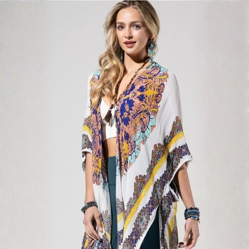 White Mandala Boho Kimono - SOULZA AUSTRALIA