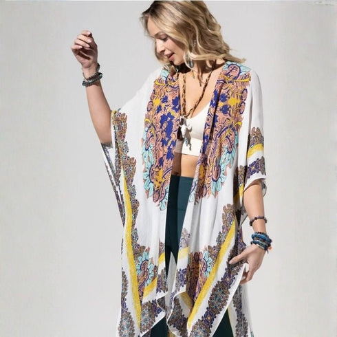 White Mandala Boho Kimono - SOULZA AUSTRALIA