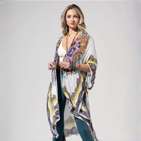 White Mandala Boho Kimono - SOULZA AUSTRALIA