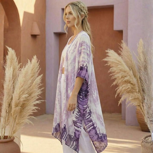 Purple and Lilac Boho Fabric Kimono - SOULZA AUSTRALIA