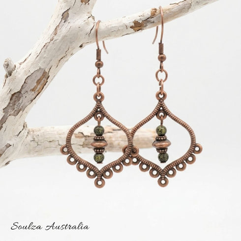 Copper n Bronze Harem Earrings - Handmade by Soulza