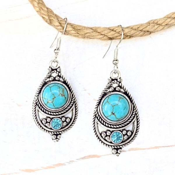 Turquoise & Silver Bohemian Earrings