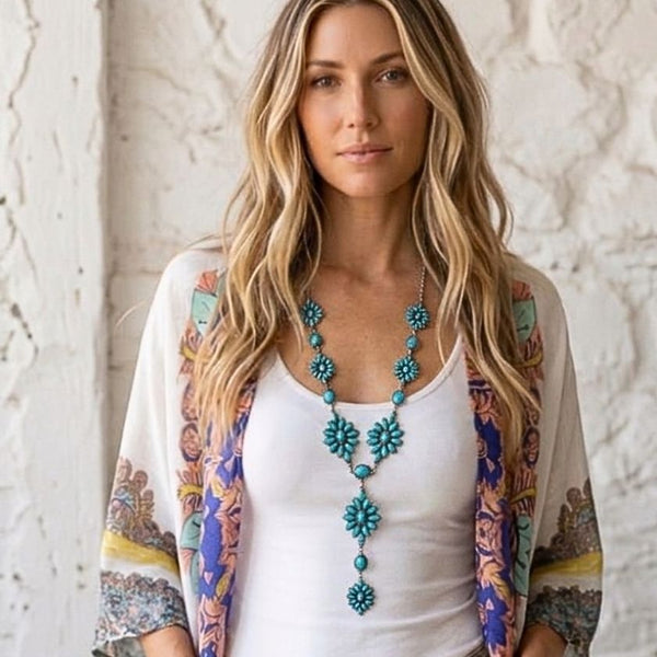 Verity Bohemia Flower Turquoise Necklace