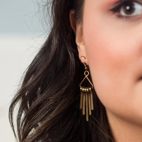 Artisan Antique Brass Bar Earrings - SOULZA AUSTRALIA