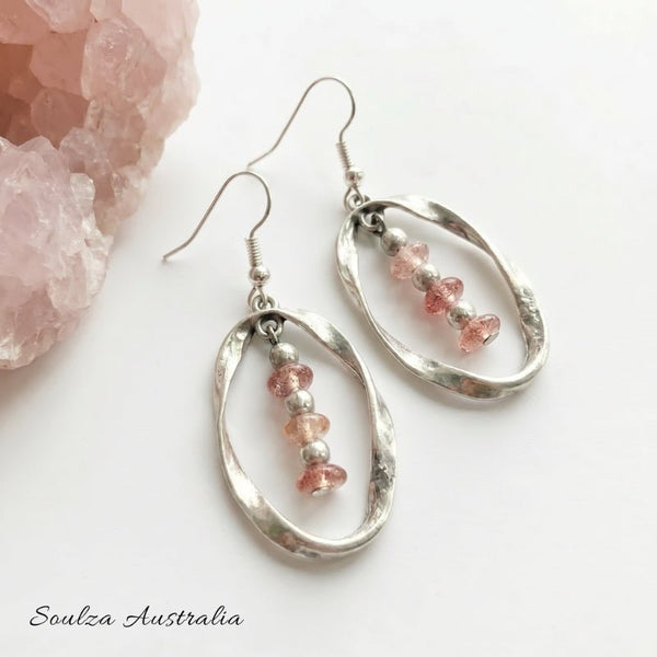 Sublime in Pink Twisted Antique Silver Earrings - Handmade by Soulza - SOULZA AUSTRALIA