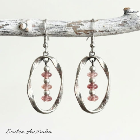 Sublime in Pink Twisted Antique Silver Earrings - Handmade by Soulza - SOULZA AUSTRALIA