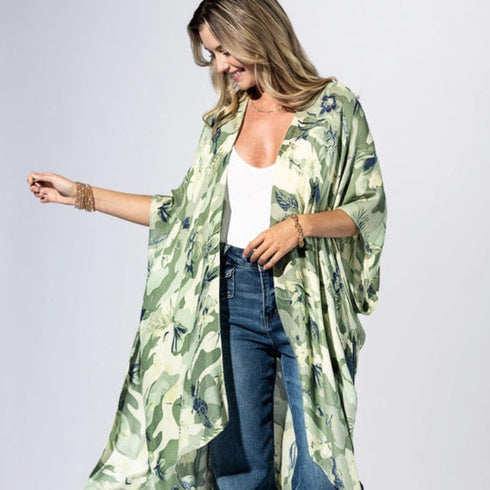Splash of Green Boho Kimono